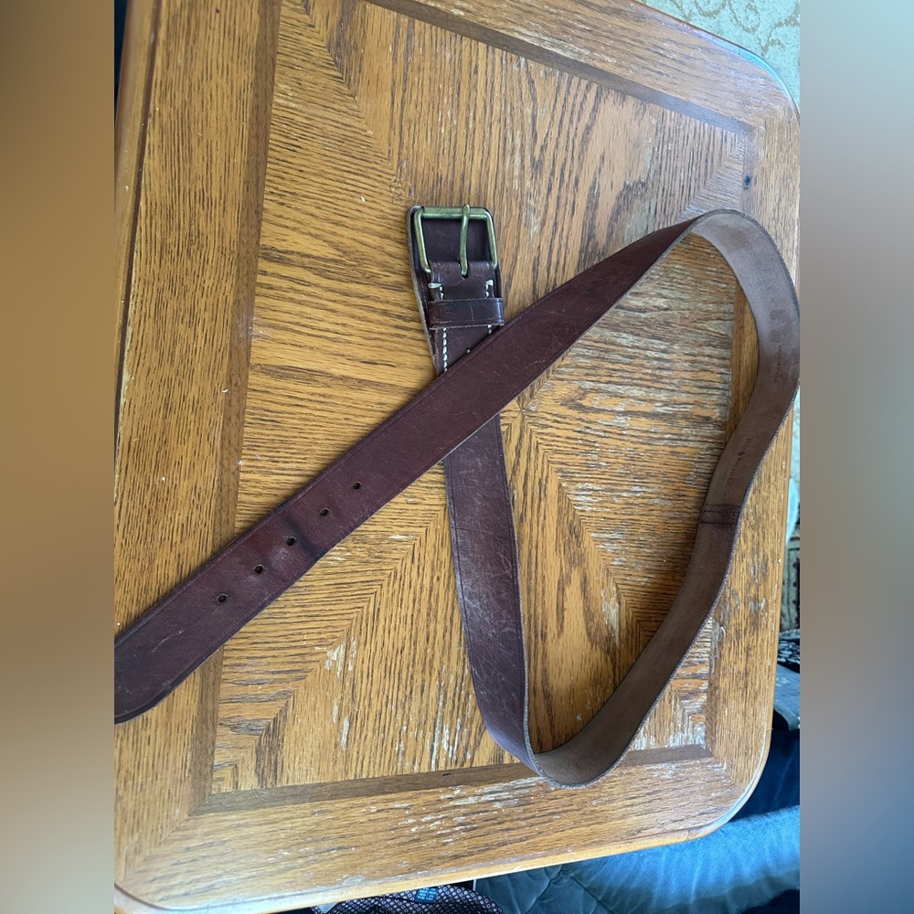 Vintage Polo Ralph Lauren brown leather belt men’s brass buckle size 59inch - Picture 7 of 12